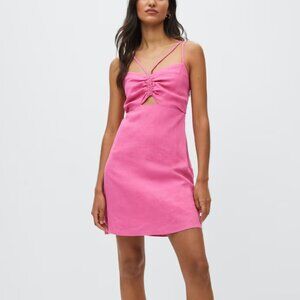 MANGO Pink linen cotton sundress dress NWT